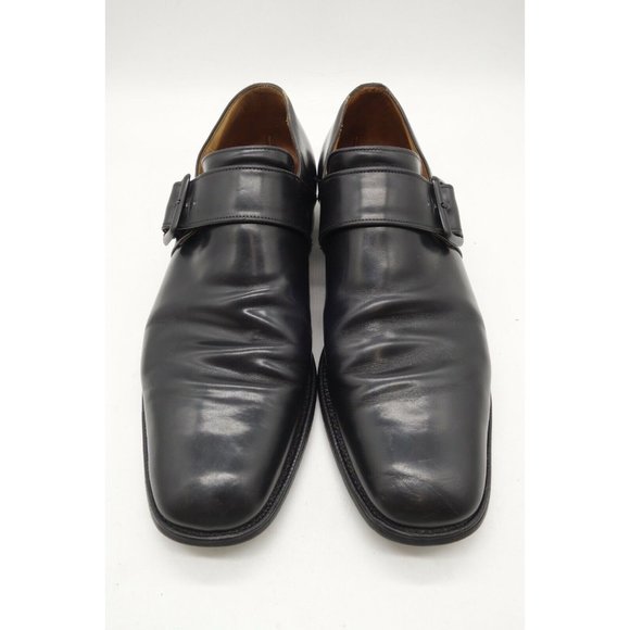 Alan McAffee Black Leather Slip On Buckle Dress Loafers Shoes Men's 12.5 D - Picture 7 of 11